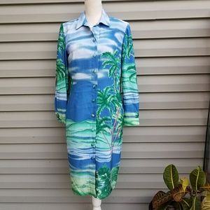 Leslie Fay Tree & Sky Print Dress